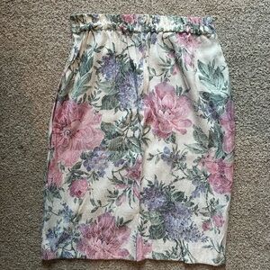 Floral Pencil Skirt in Pink and Green